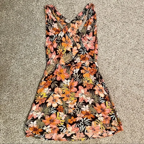 Billabong Floral Mini Dress - Black, Pink, Orange - Picture 5 of 5